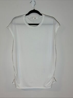 Lole White Ribbed Cap-Sleeve Tee
